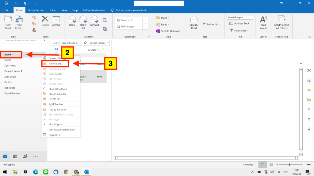 สร้าง Folder เพื่อจัดกลุ่ม Email ใน Outlook - สอนโปรแกรม Outlook ฟรี !